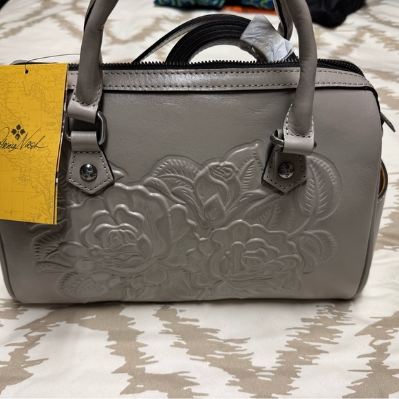Patricia Nash Gray Embossed Floral Handbag - Picture 1 of 2